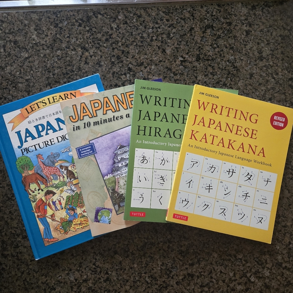 Japanese Language Learning Book Lot-Picture Dictionary, Writing Workbooks